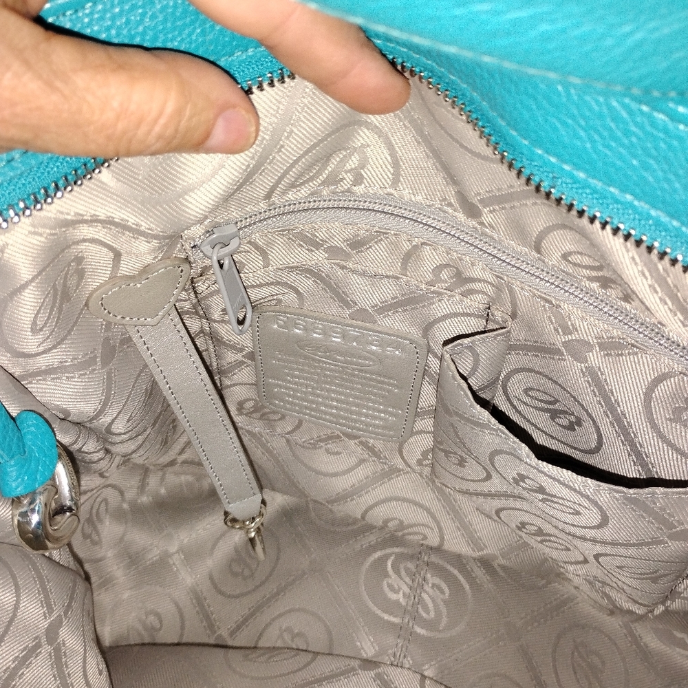 Brighton Cher Shoulder Bag in Teal Croc Embossed Leather Handbag Purse  OBO - Picture 13 of 14